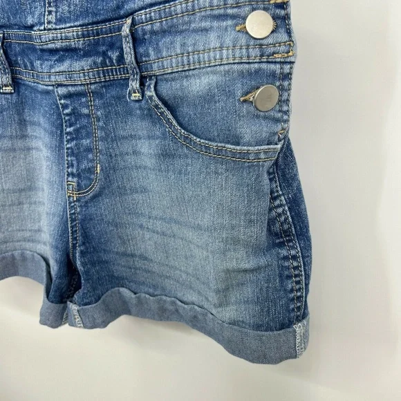 No Boundaries Denim Shortalls Cuffed Overalls Relax Fit - Picture 6 of 12